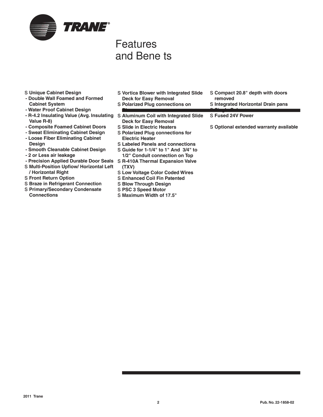 Trane GAF2A0A36S31SA, GAF2A0A24S21SA, GAF2A0A30S21SA manual Features and Benefits, Txv 