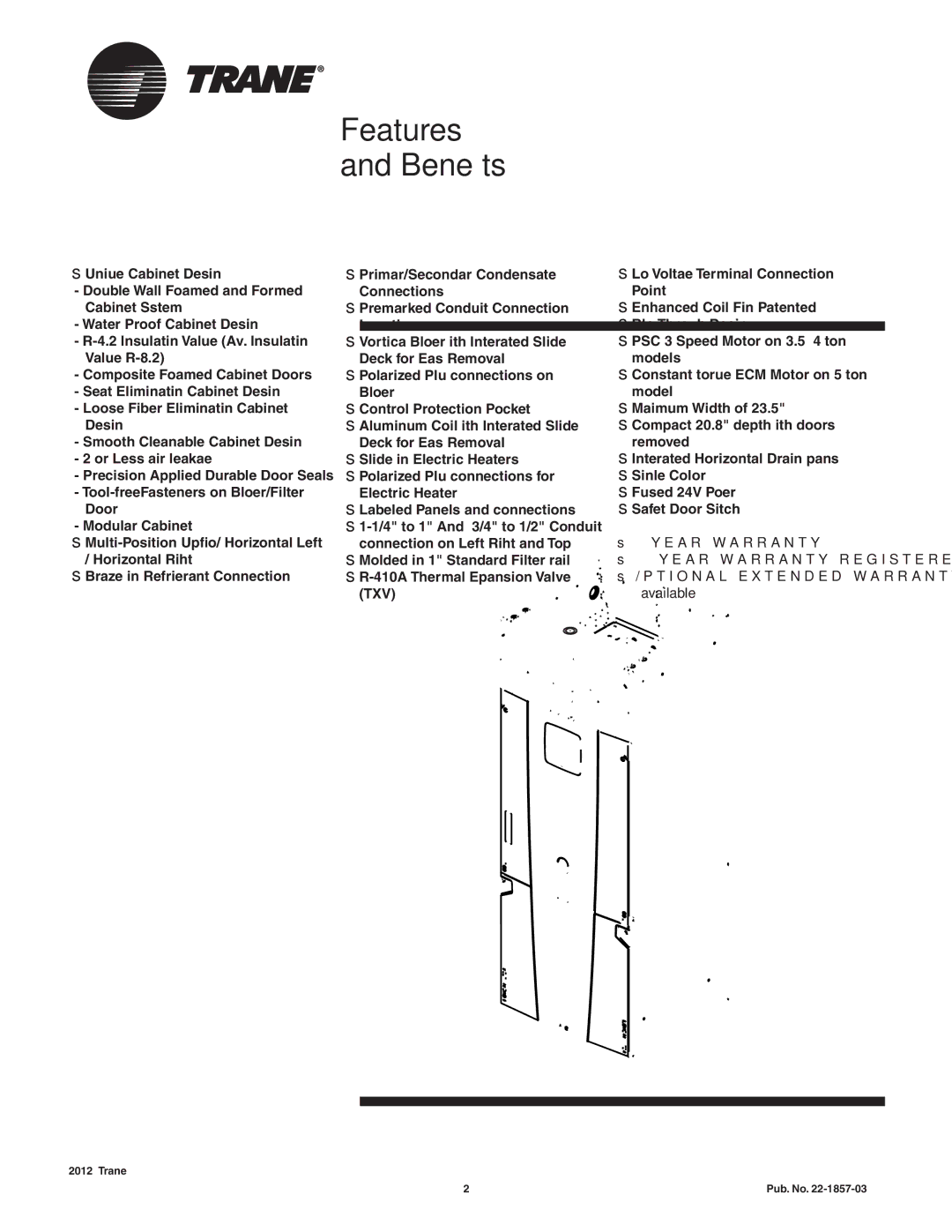 Trane GAT2A0C60S51SA, GAT2A0C48S41SA manual Features and Benefits 