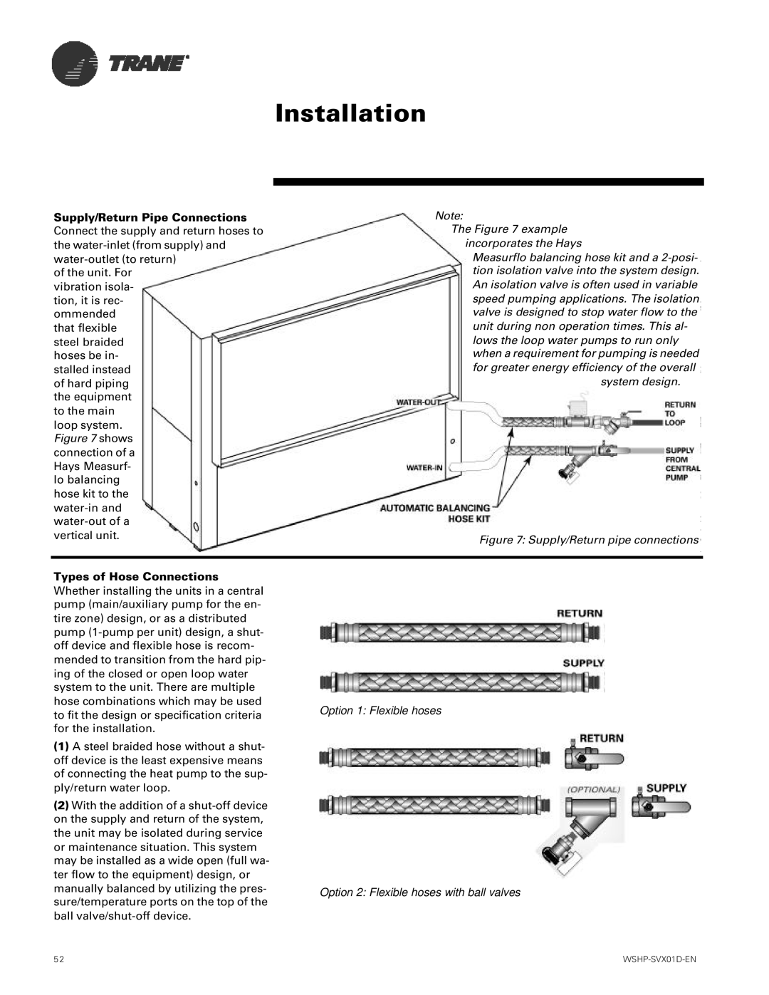 Trane GEH, GEV manual Installation 