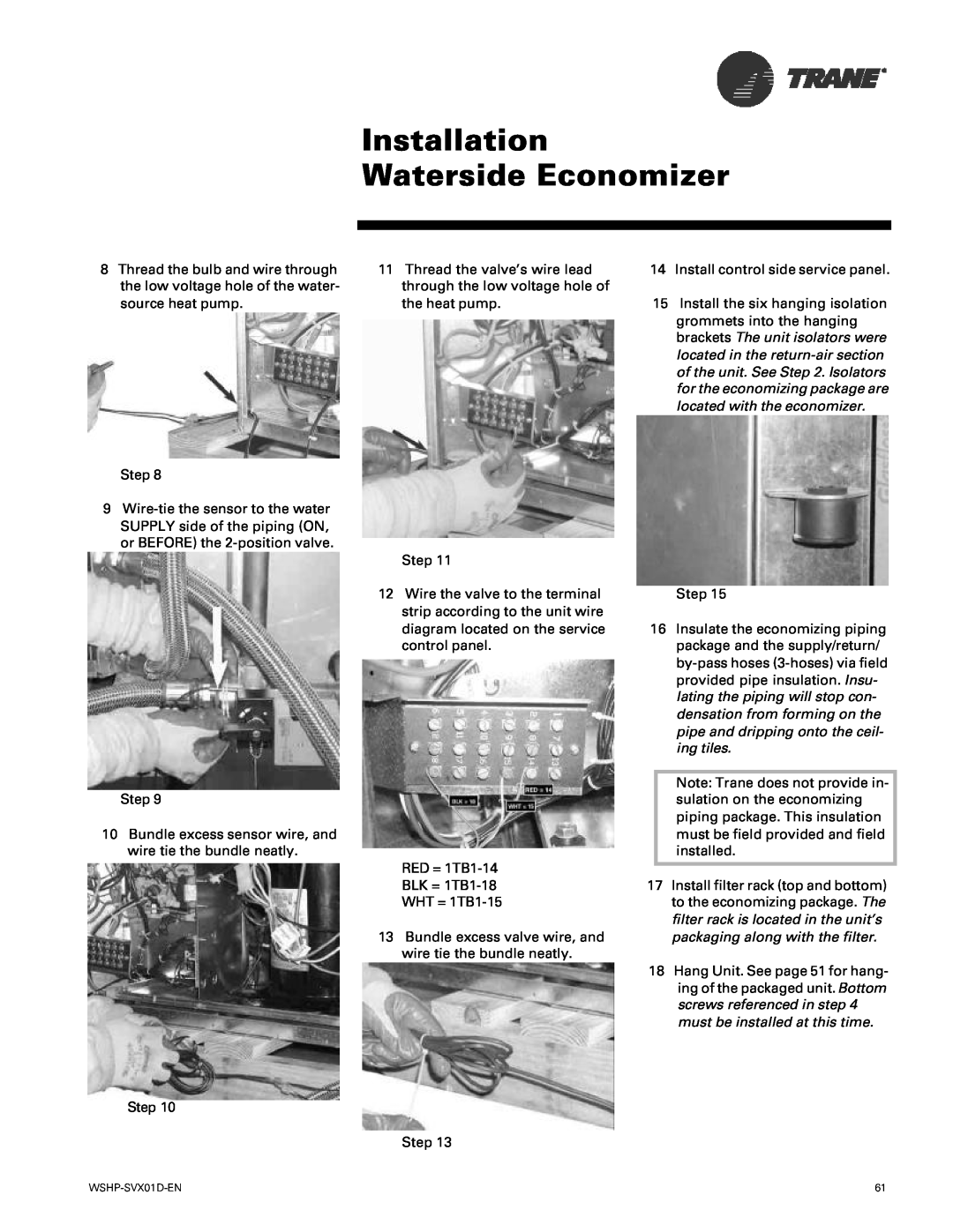 Trane GEV, GEH manual Installation Waterside Economizer, Step 