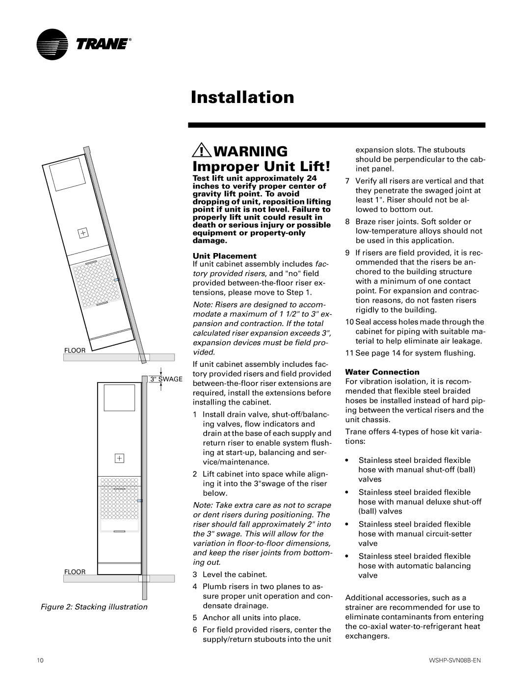 Trane GETB manual Improper Unit Lift 