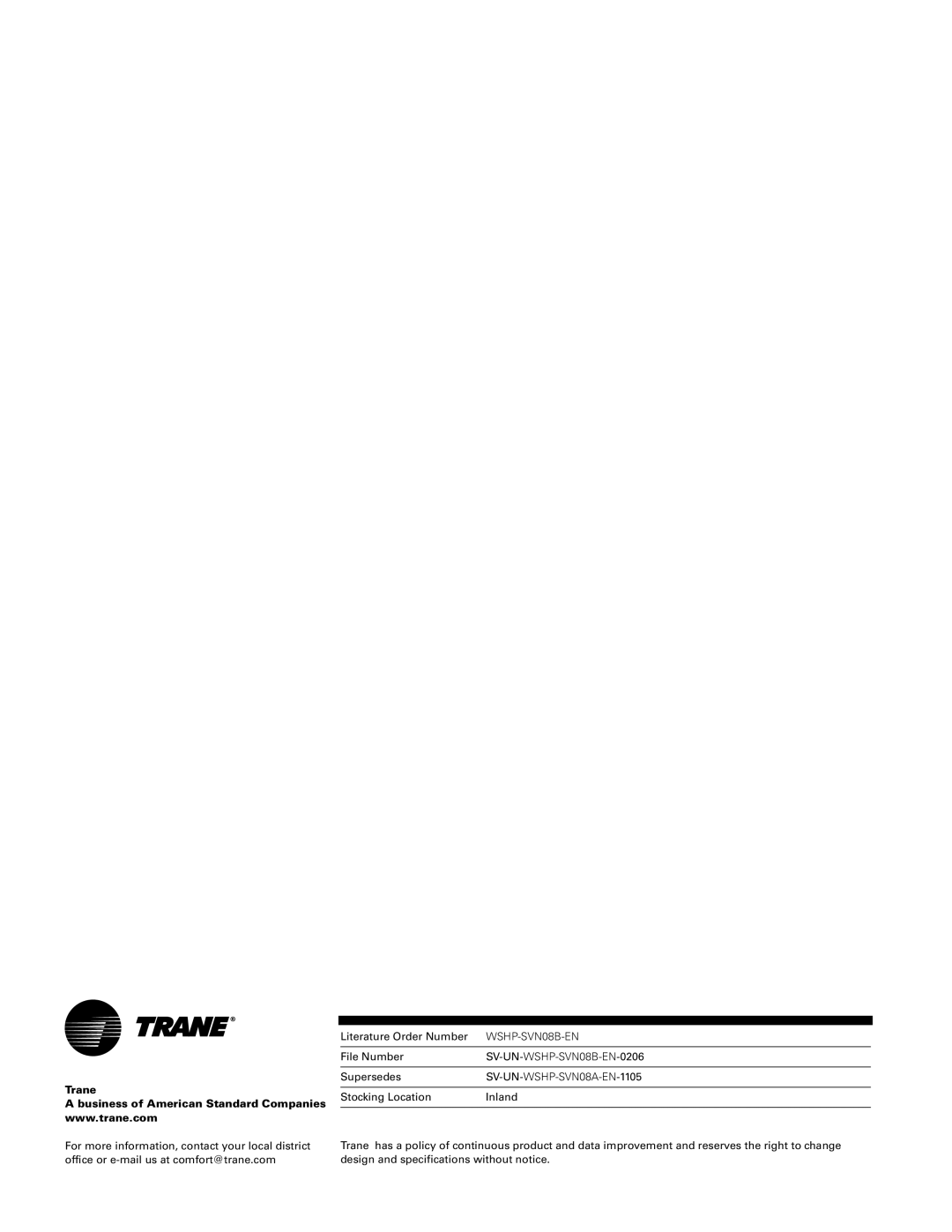 Trane GETB manual Trane 