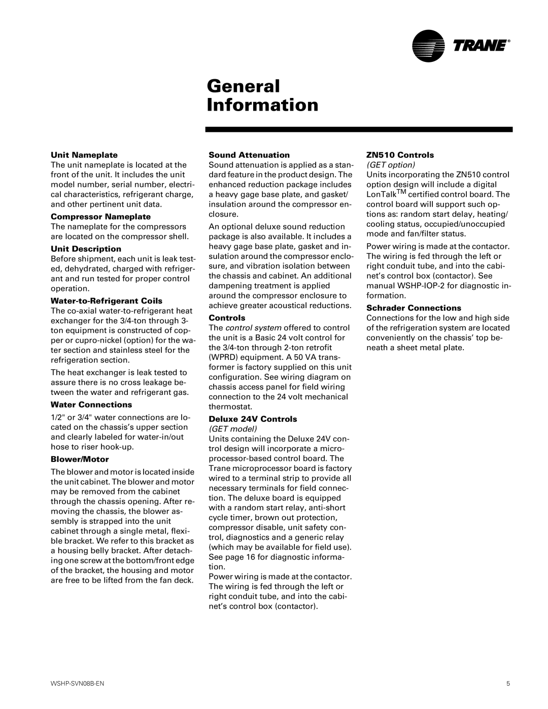 Trane GETB manual General Information 