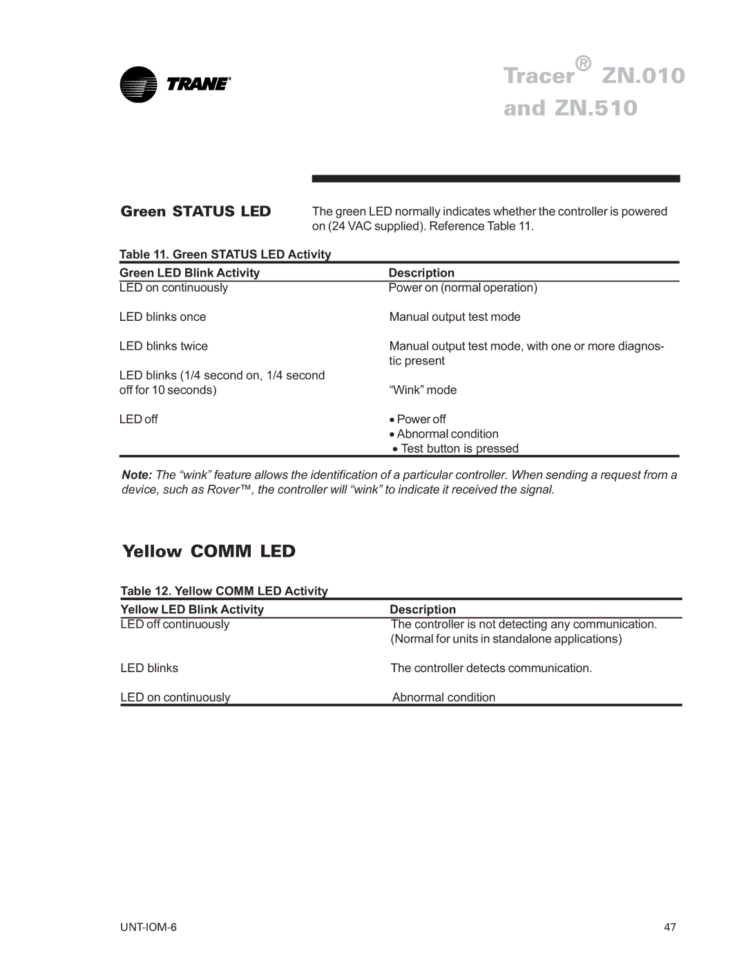 Trane LO manual Yellow Comm LED, Green Status LED 