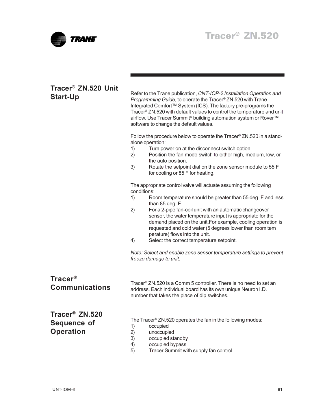 Trane LO manual Tracer ZN.520 