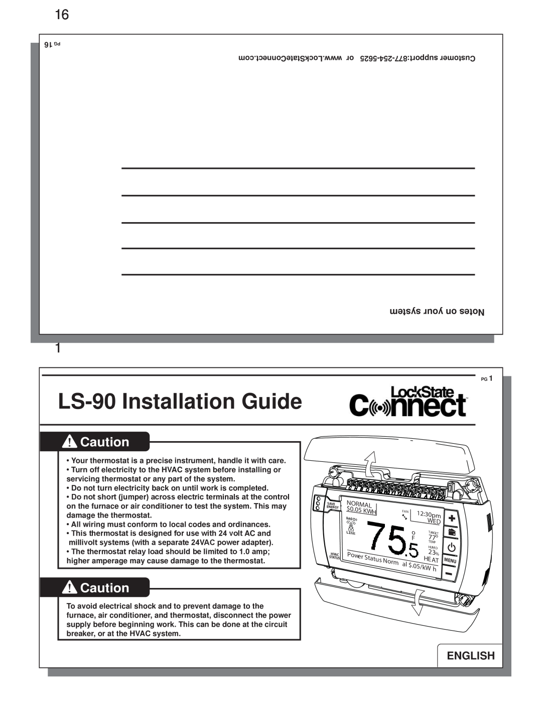 Trane manual English, system your on Notes, LS-90 Installation Guide 