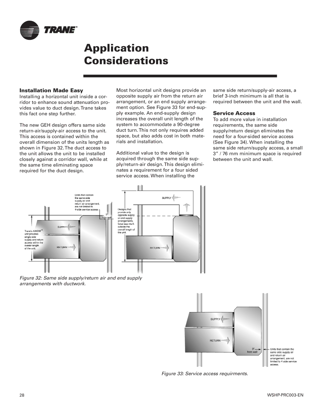 Trane 120 GEH, Model 180 GEV, Model 012 GEH manual Installation Made Easy, Service Access 