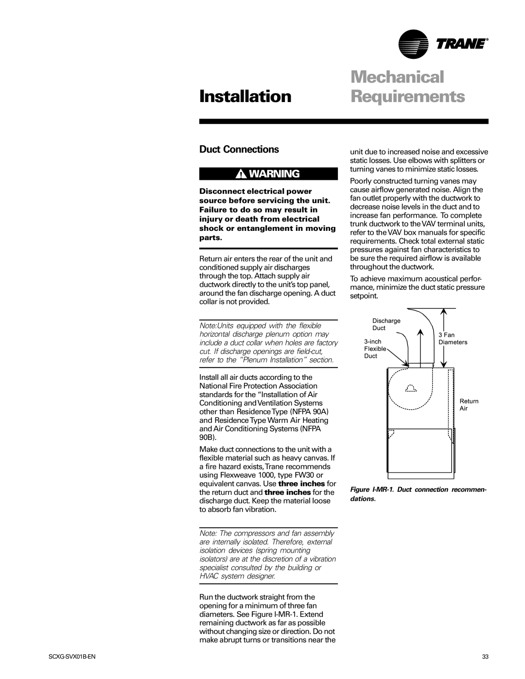 Trane Modu manual Mechanical, Duct Connections 