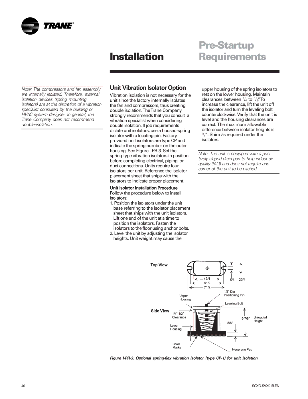 Trane Modu manual Unit Vibration Isolator Option 