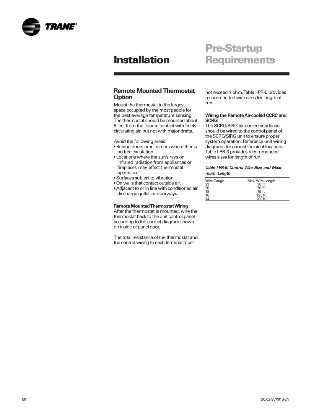 Trane Modu manual Remote Mounted Thermostat Option, Wiring the Remote Air-cooled Ccrc 