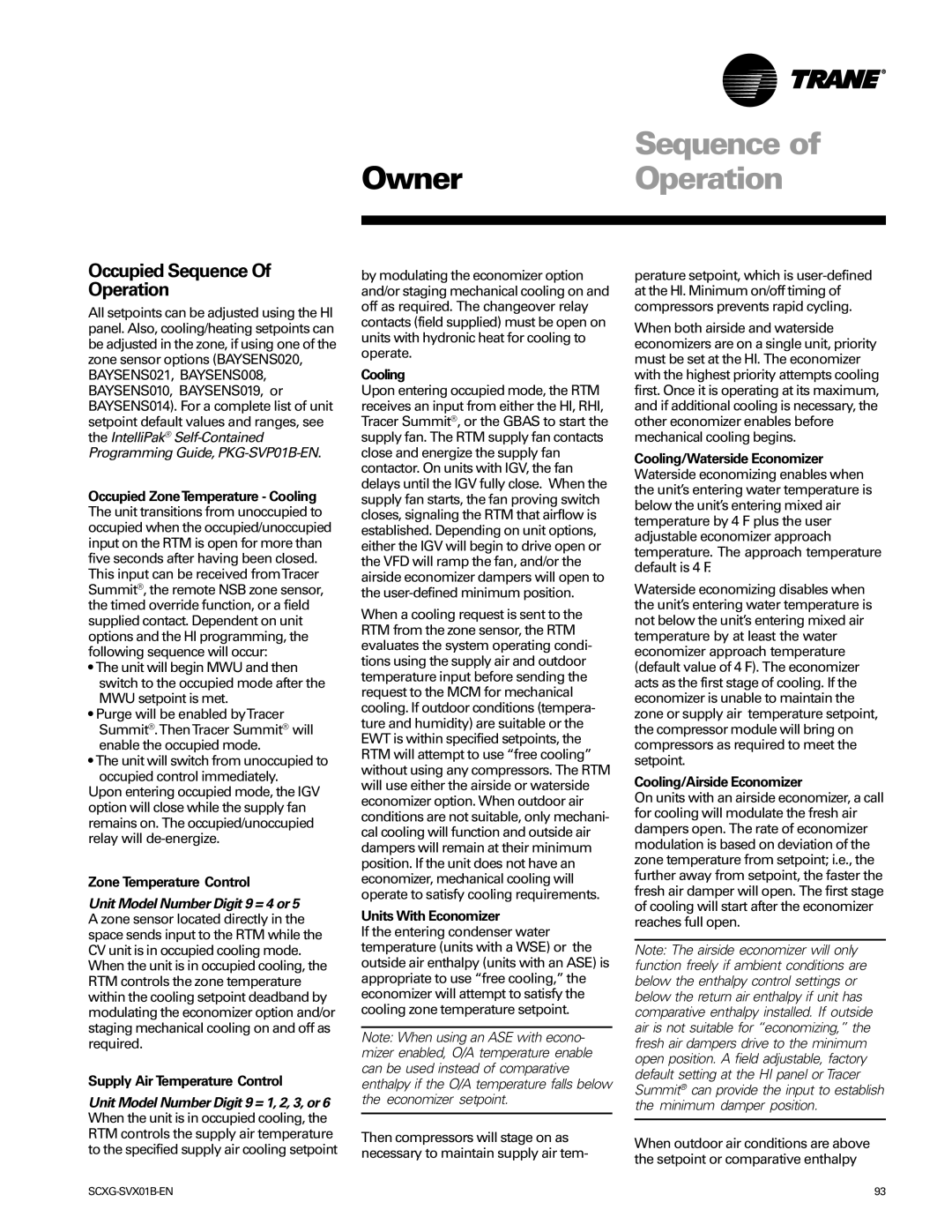 Trane Modu manual Occupied Sequence Operation 