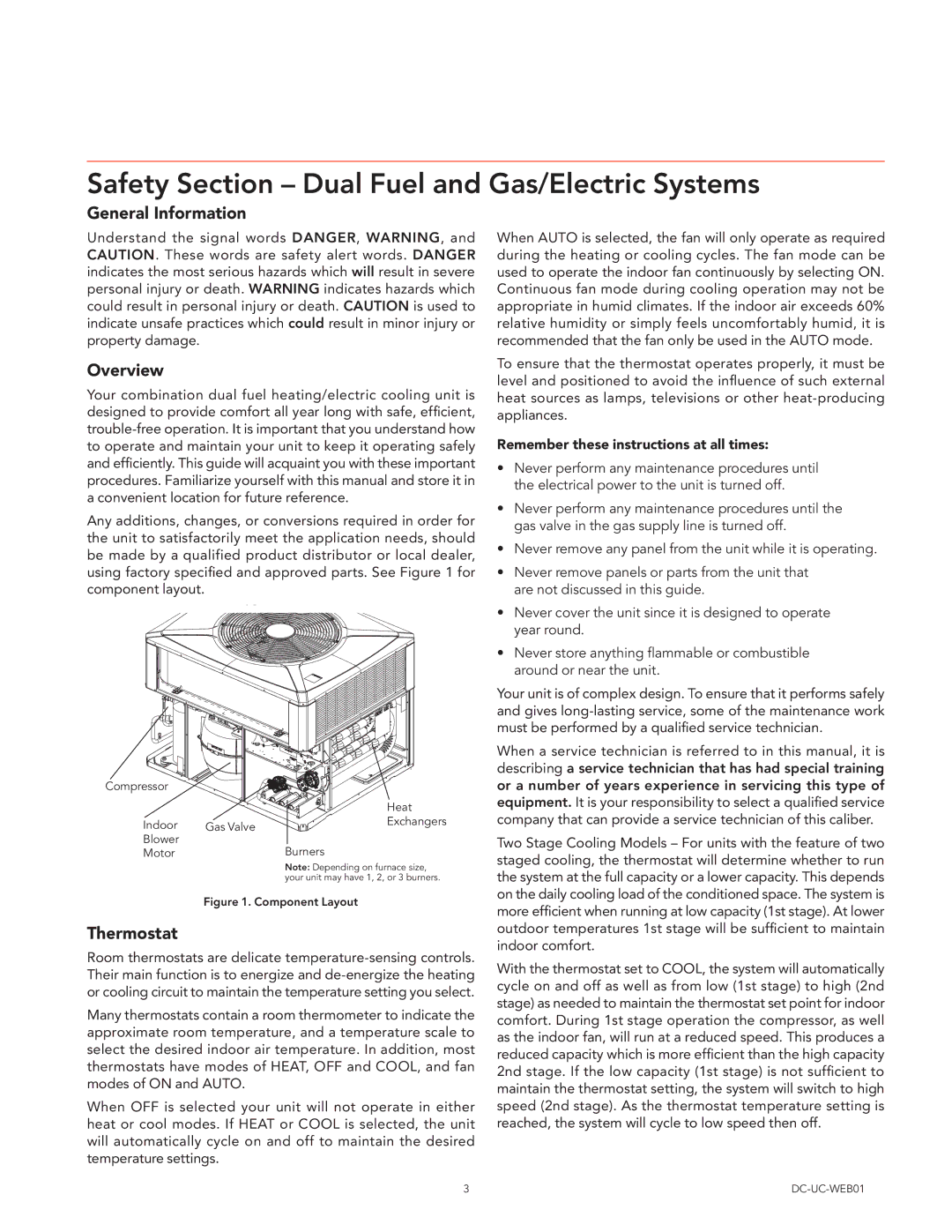 Trane Packaged Systems or All-in-One, DC-UC-WEB01 manual General Information, Overview, Thermostat 