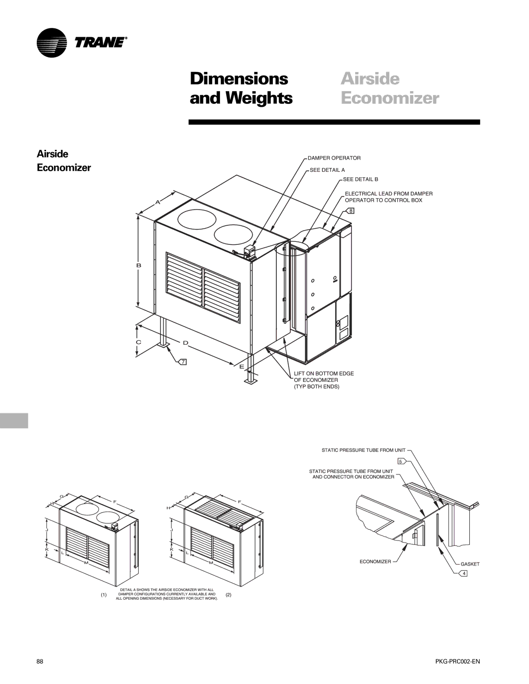 Trane PKG-PRC002-EN manual Airside Economizer 