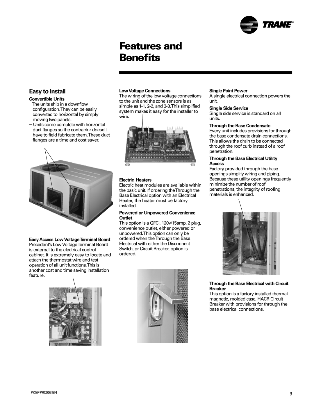 Trane PKGP-PRC003-EN manual Easy to Install 