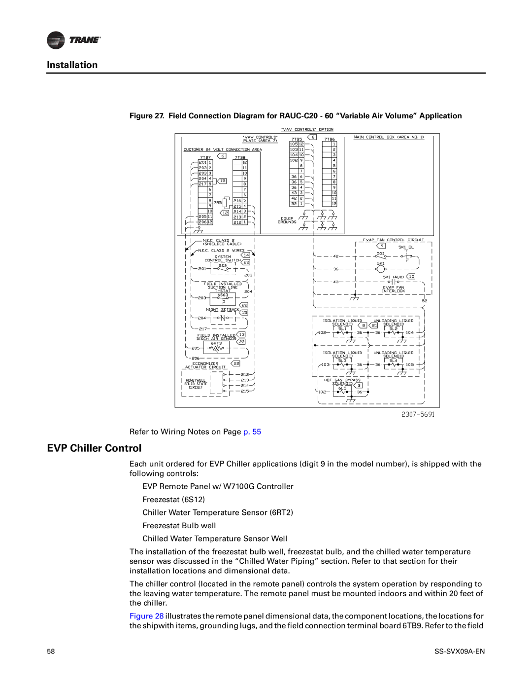 Trane RAUC-C40, RAUC-C50, RAUC-C30, RAUC-C60, RAUC-C20, RAUC-C25 manual EVP Chiller Control 