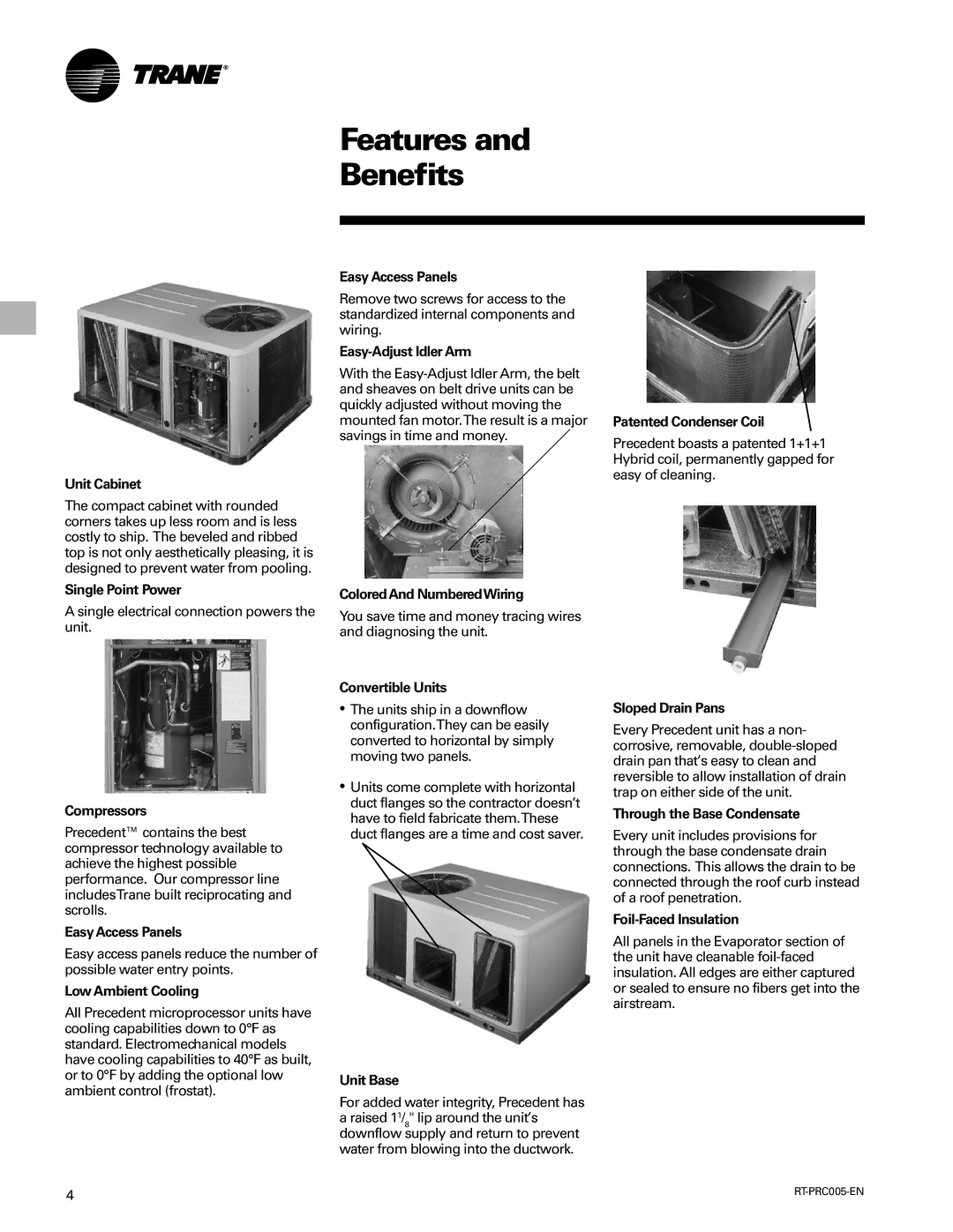 Trane RT-PRC005 manual Features and Benefits 