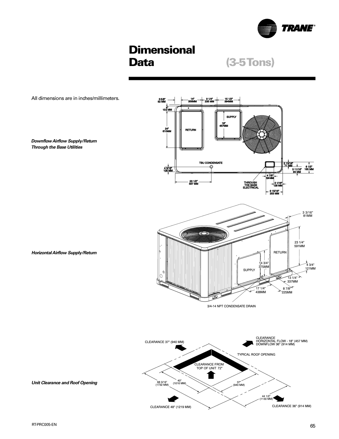 Trane RT-PRC005 manual Data3-5Tons 