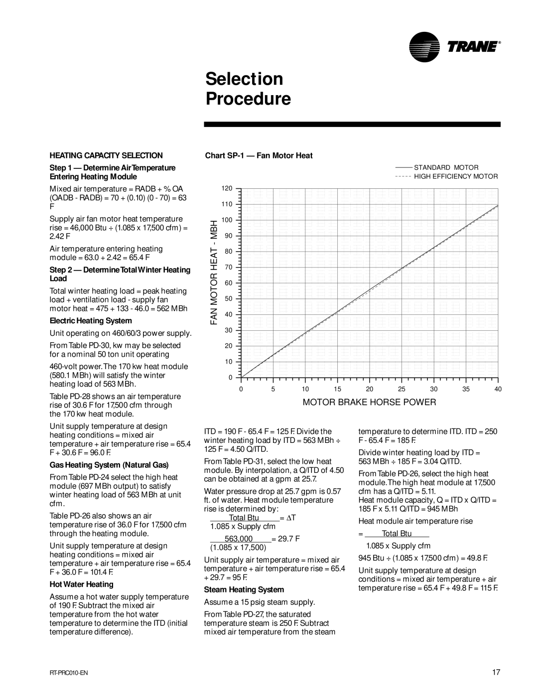 Trane RT-PRC010-EN manual DetermineTotalWinter Heating Load, Electric Heating System, Gas Heating System Natural Gas 