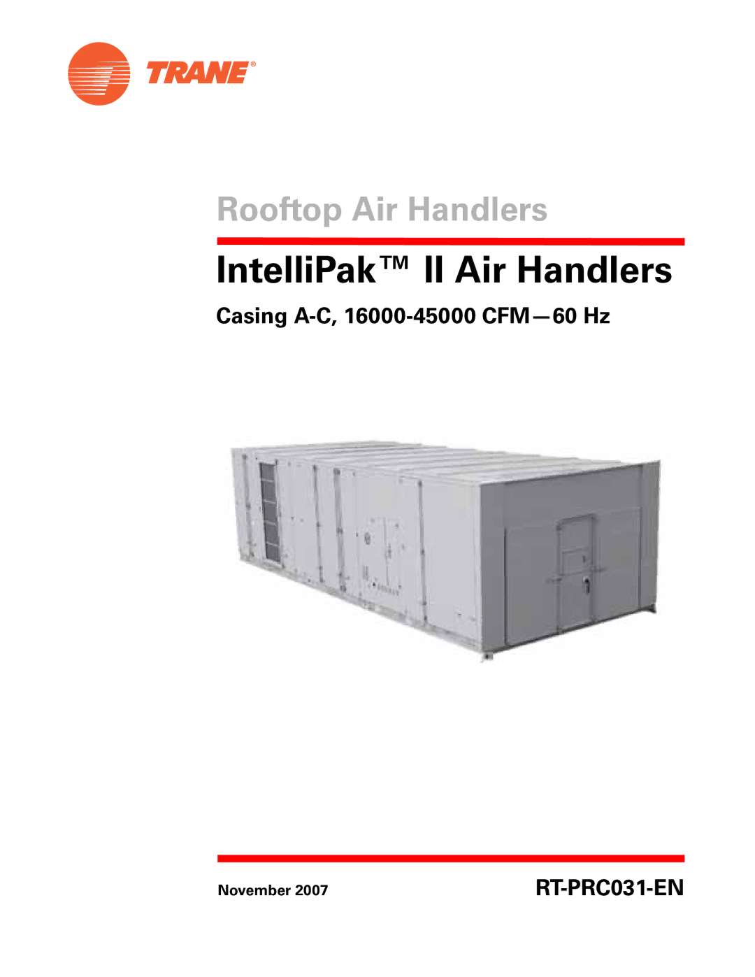 Trane RT-PRC031-EN manual IntelliPak II Air Handlers 