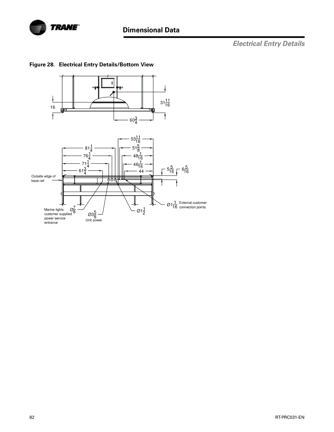 Trane RT-PRC031-EN manual Electrical Entry Details 