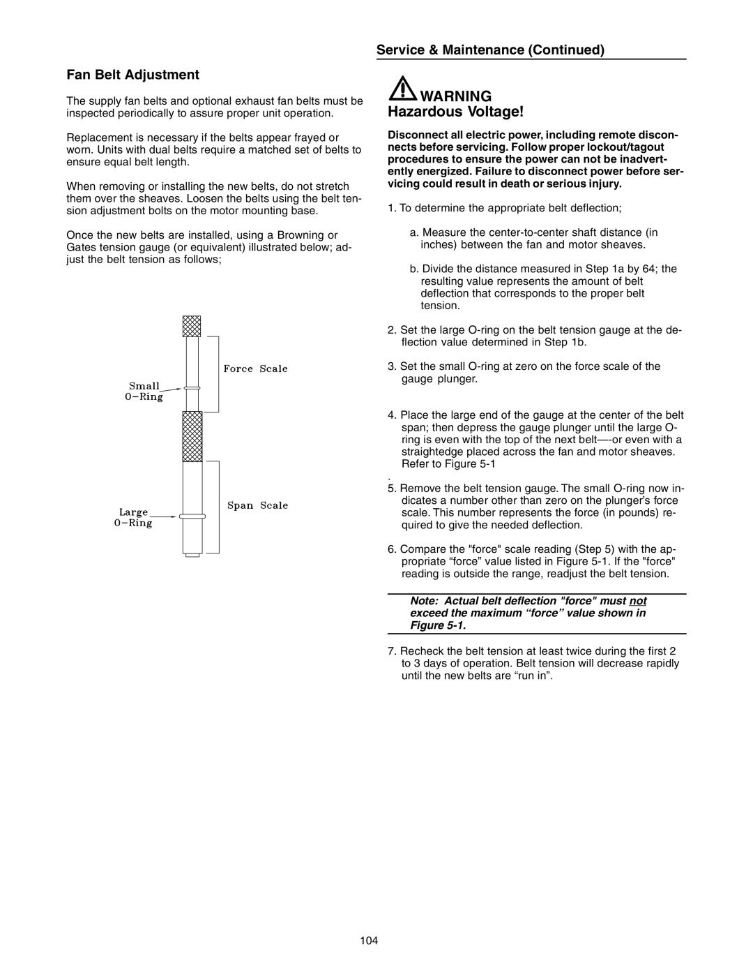 Trane RT-SVX10C-EN specifications Hazardous Voltage, Fan Belt Adjustment 