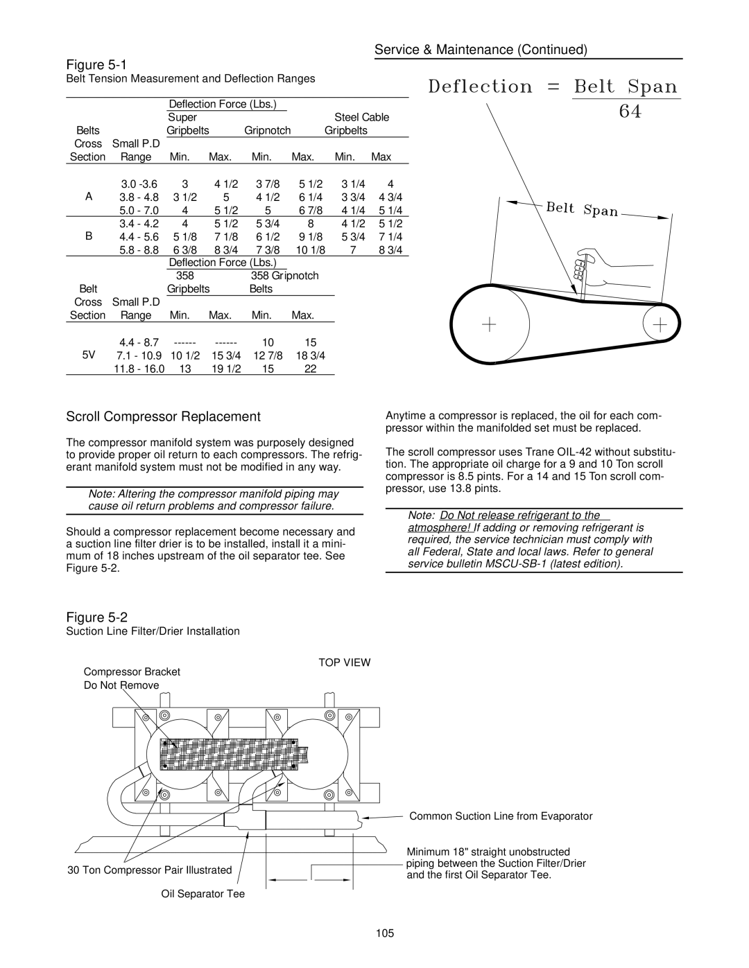 Trane RT-SVX10C-EN specifications Scroll Compressor Replacement, Gripbelts Gripnotch Cross Small P.D Section Range Min Max 