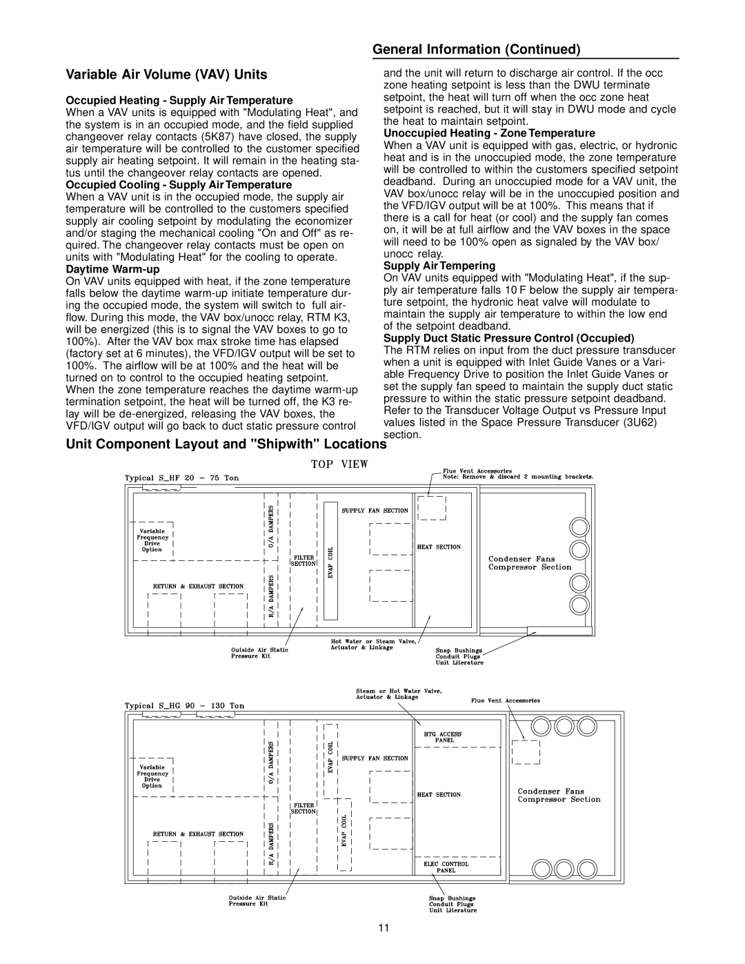 Trane RT-SVX10C-EN specifications Variable Air Volume VAV Units, Unit Component Layout and Shipwith Locations 