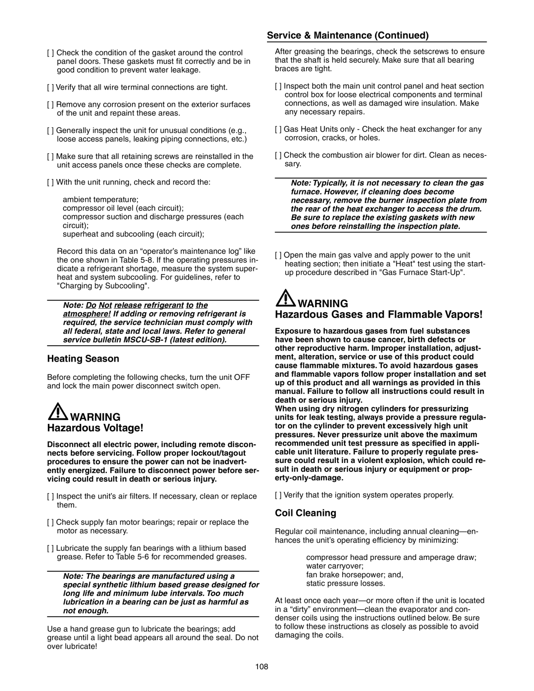 Trane RT-SVX10C-EN specifications Heating Season, Coil Cleaning 