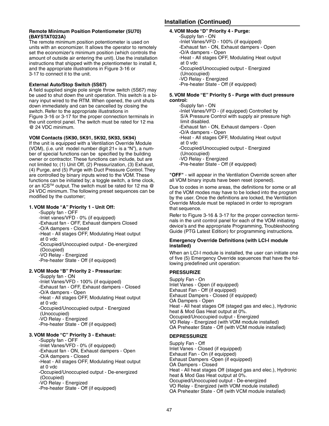 Trane RT-SVX10C-EN specifications Pressurize, Depressurize 