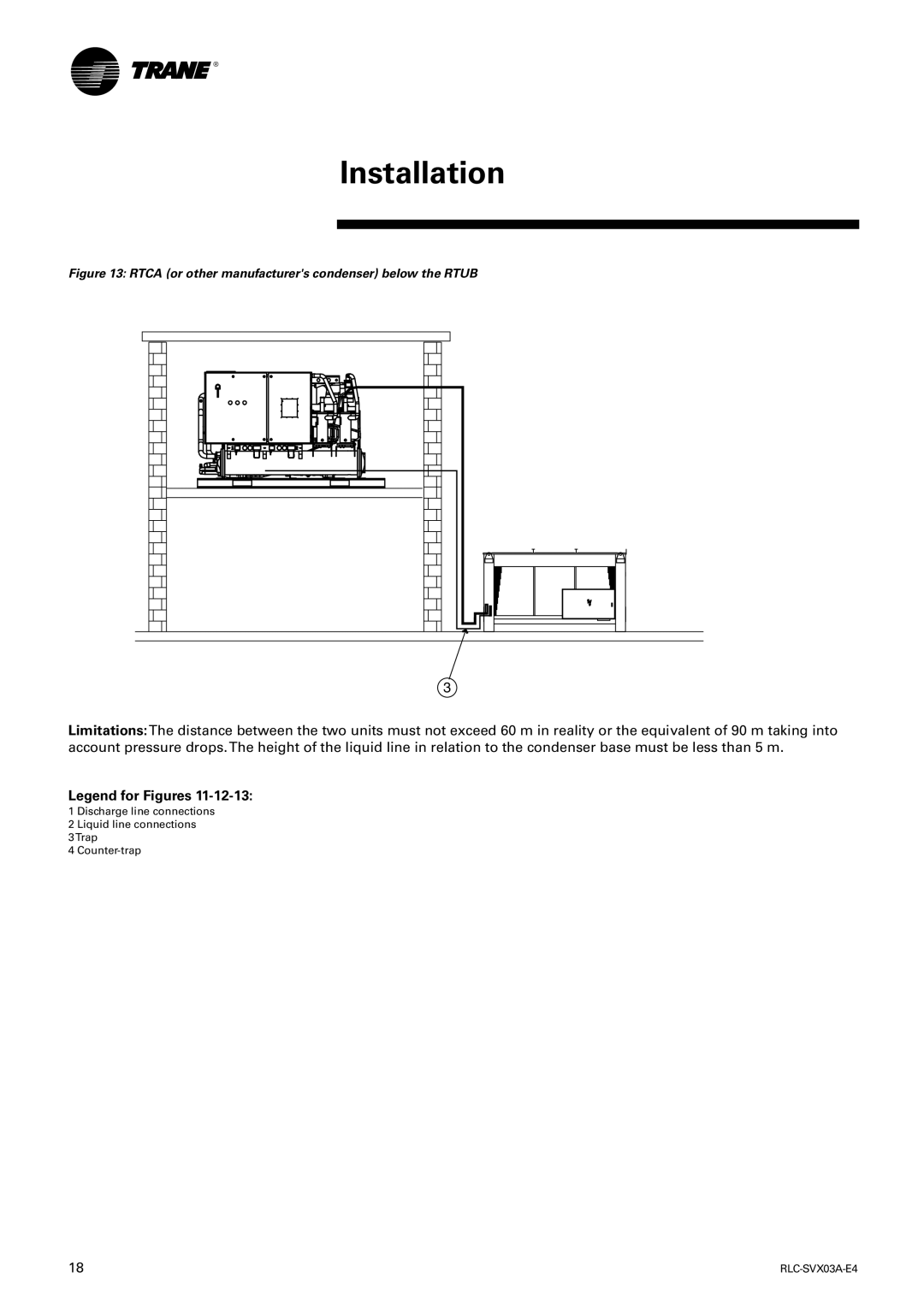 Trane RTCA 108-216, RTUB 207-224 manual Rtca or other manufacturers condenser below the Rtub 