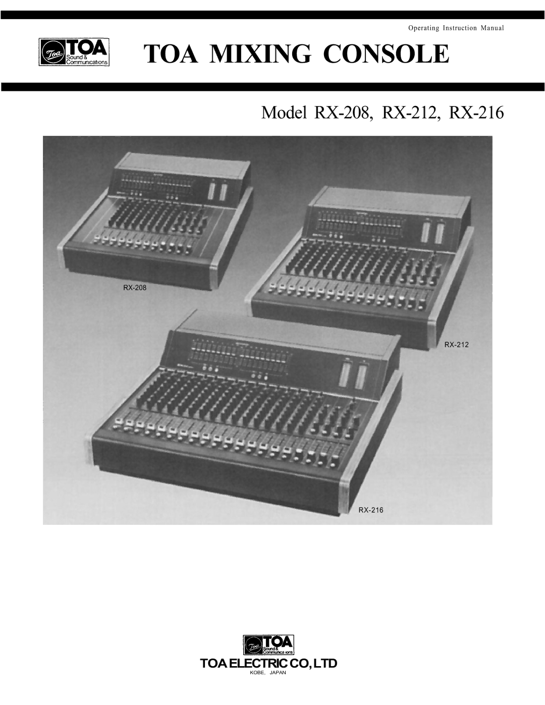 Trane RX-212 instruction manual TOA Mixing Console 