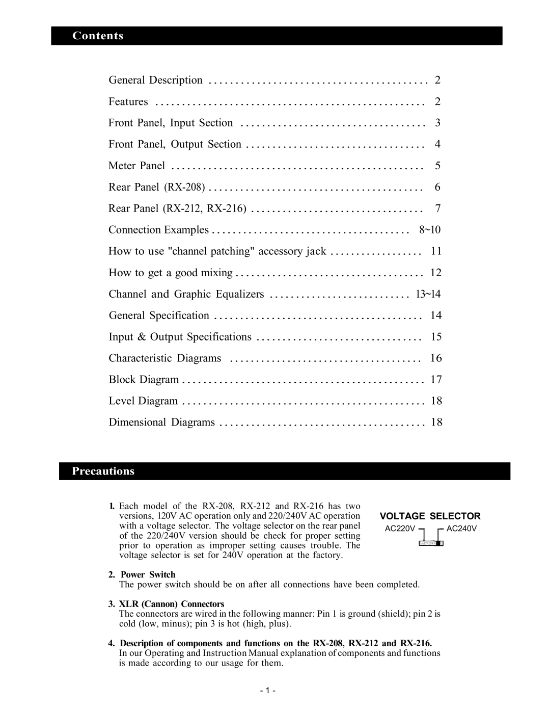 Trane RX-212 instruction manual Contents 