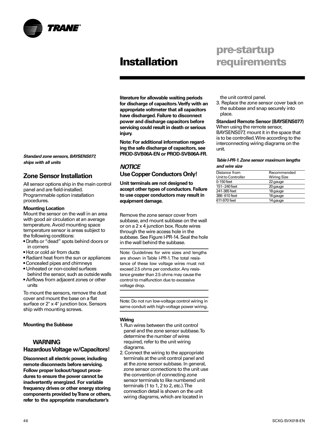 Trane SCXG-SVX01B-EN manual Zone Sensor Installation, Mounting Location, Mounting the Subbase, Wiring 