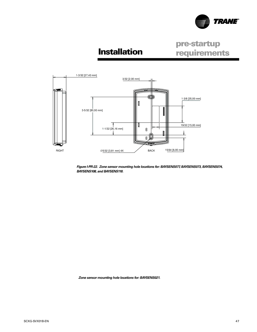 Trane SCXG-SVX01B-EN manual Right 