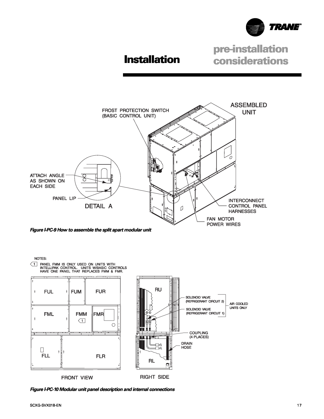 Trane SCXG-SVX01B-EN manual pre-installation Installation considerations 
