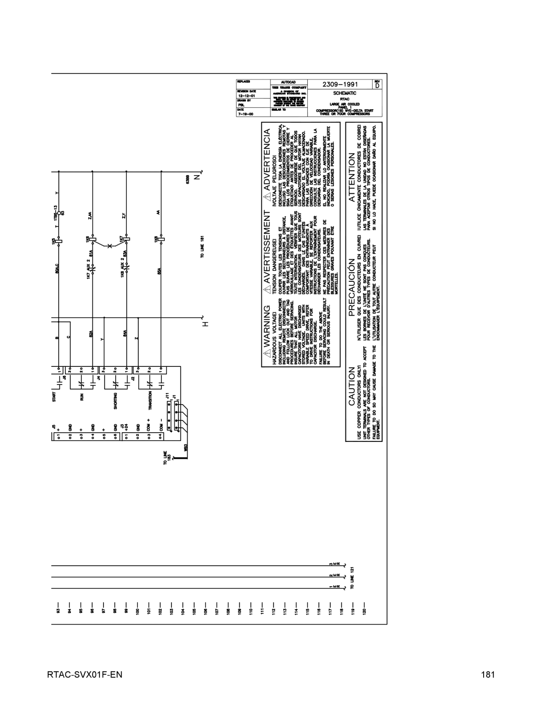 Trane RTAC 140-500 ton units (60 Hz), Series R Air-Cooled Helical Rotary Liquid Chillers manual 181 