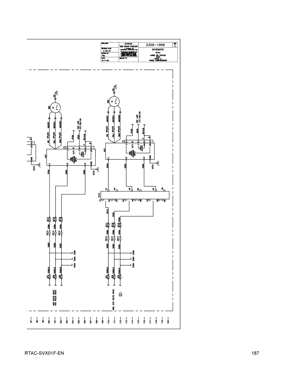 Trane RTAC 140-500 ton units (60 Hz), Series R Air-Cooled Helical Rotary Liquid Chillers manual 187 