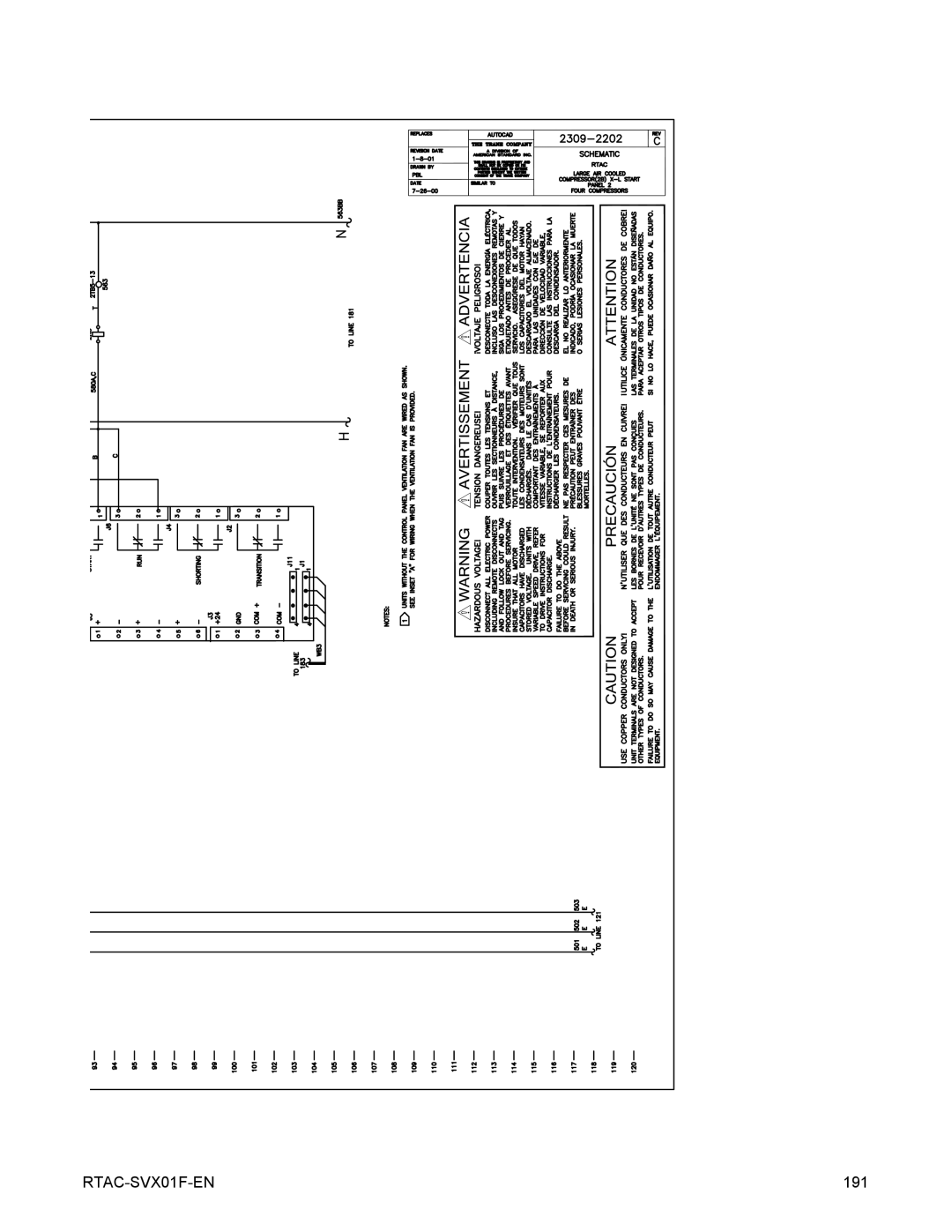 Trane RTAC 140-400 ton units (50 HZ), Series R Air-Cooled Helical Rotary Liquid Chillers manual 191 