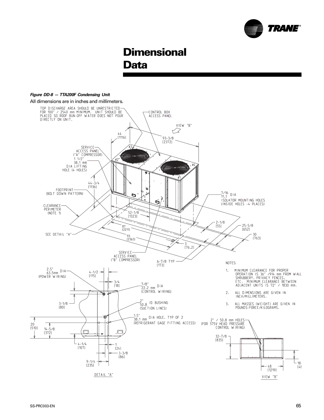 Trane SS-PRC003-EN manual Figure DD-8 TTA200F Condensing Unit 