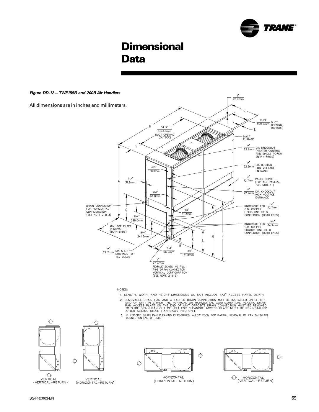 Trane SS-PRC003-EN manual Figure DD-12- TWE155B and 200B Air Handlers 