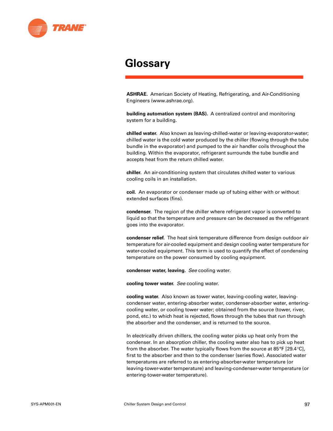 Trane SYS-APM001-EN manual Glossary 