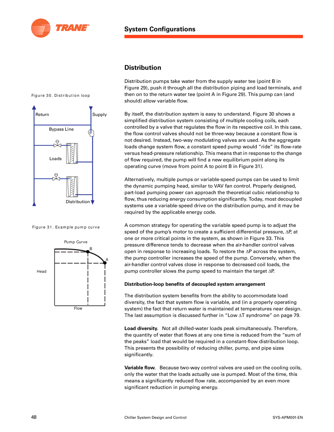 Trane SYS-APM001-EN manual System Configurations Distribution, Distribution-loop benefits of decoupled system arrangement 