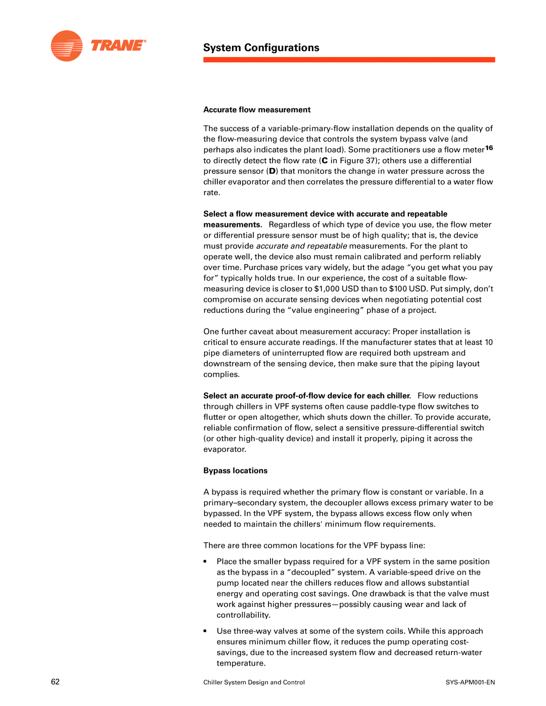Trane SYS-APM001-EN manual Accurate flow measurement 