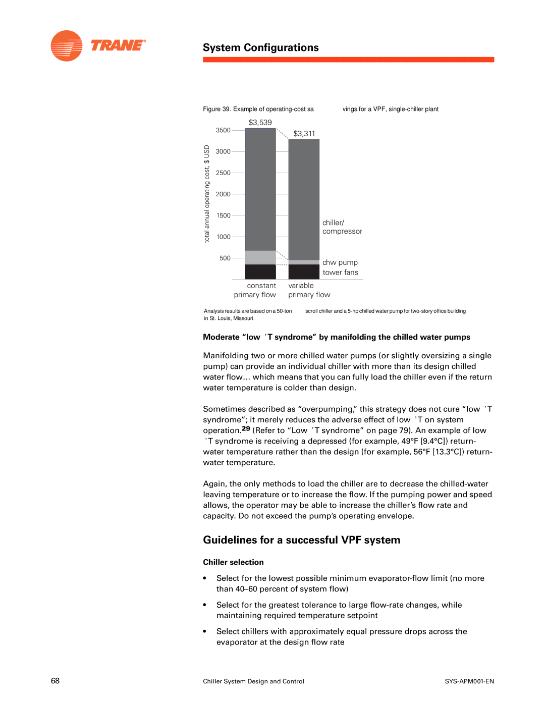 Trane SYS-APM001-EN manual Guidelines for a successful VPF system, Chiller selection 