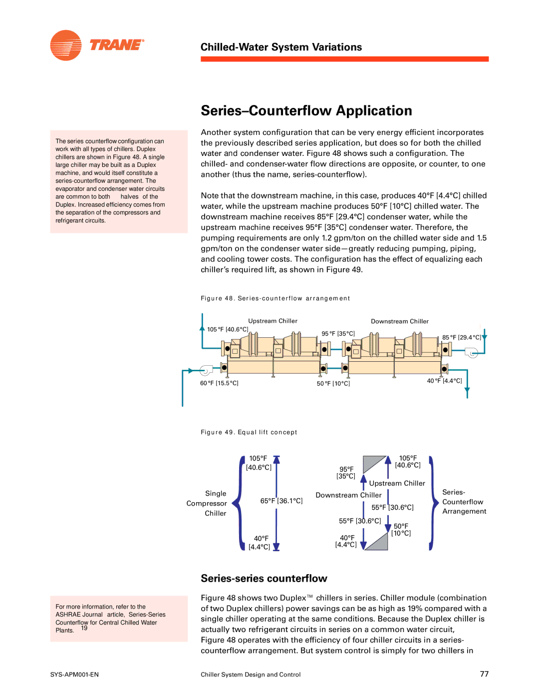 Trane SYS-APM001-EN manual Series-Counterflow Application, Series-series counterflow 