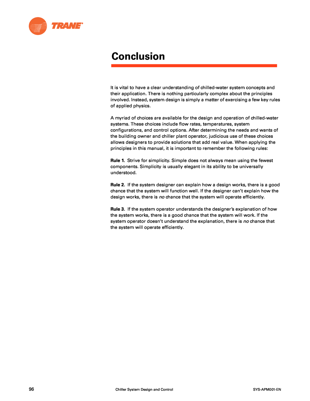 Trane SYS-APM001-EN manual Conclusion 