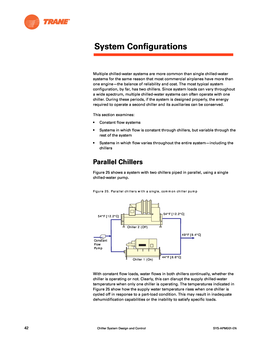 Trane SYS-APM001-EN manual System Configurations, Parallel Chillers 