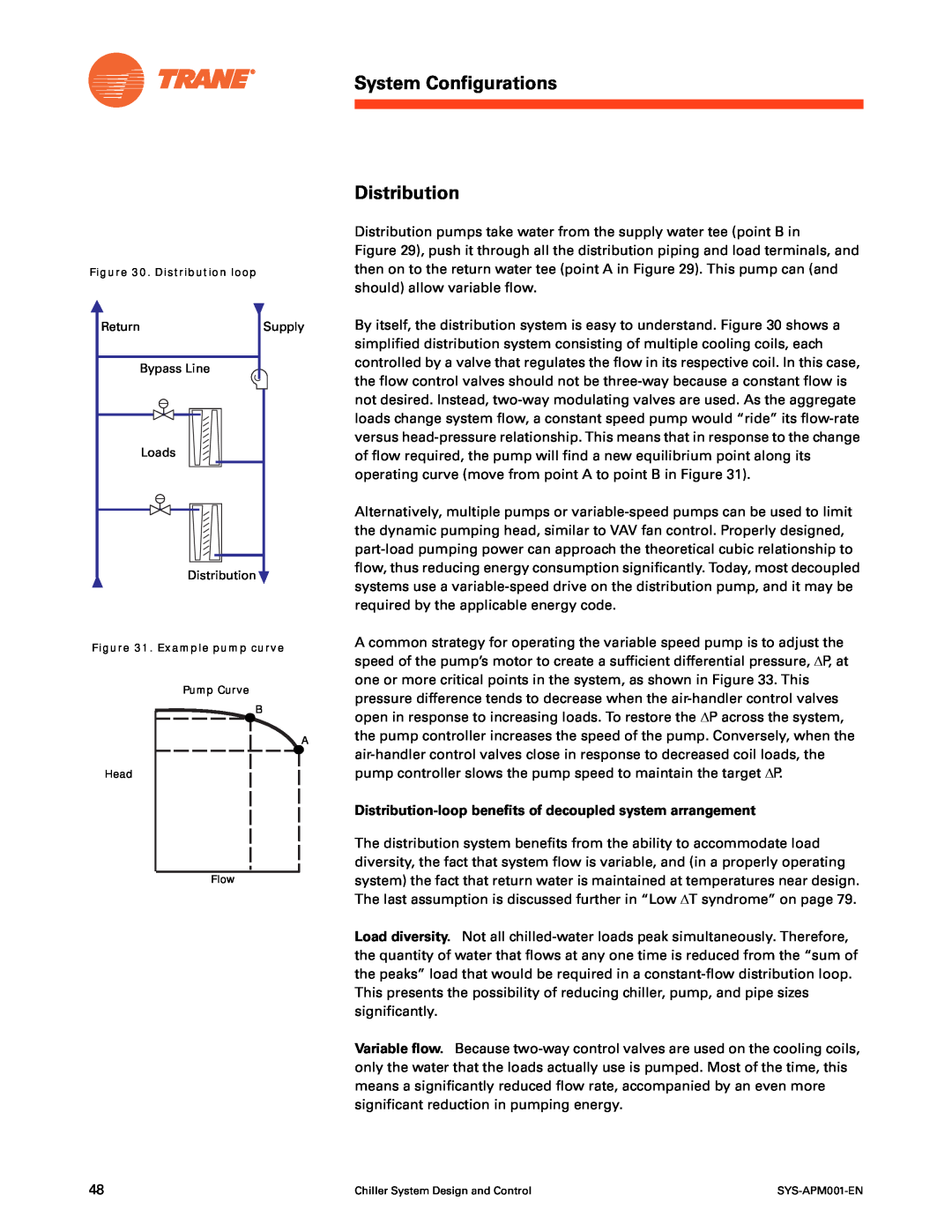 Trane SYS-APM001-EN manual System Configurations Distribution, Distribution-loop benefits of decoupled system arrangement 