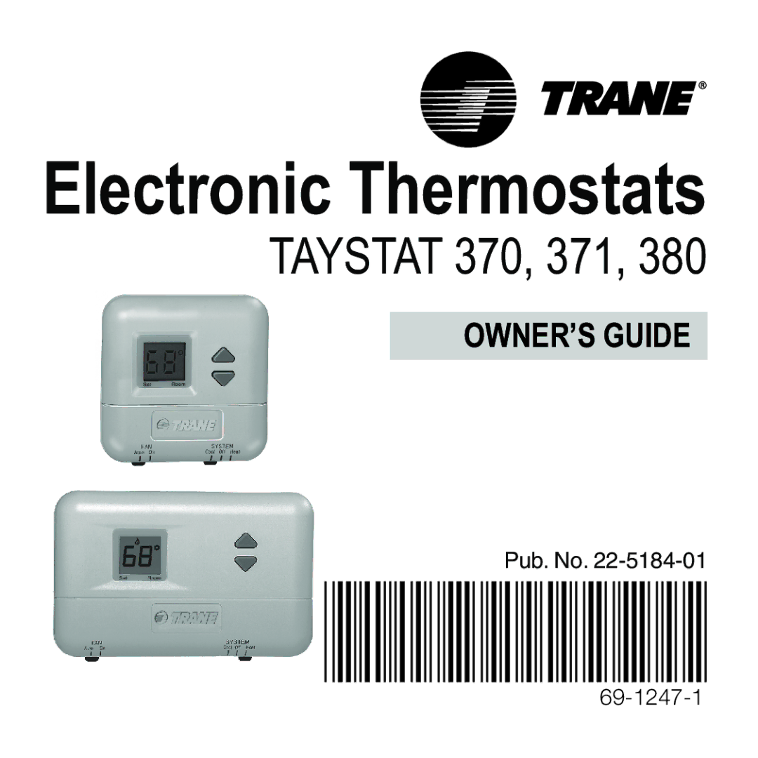 Trane 380, TAYSTAT 370, 371 manual Electronic Thermostats 