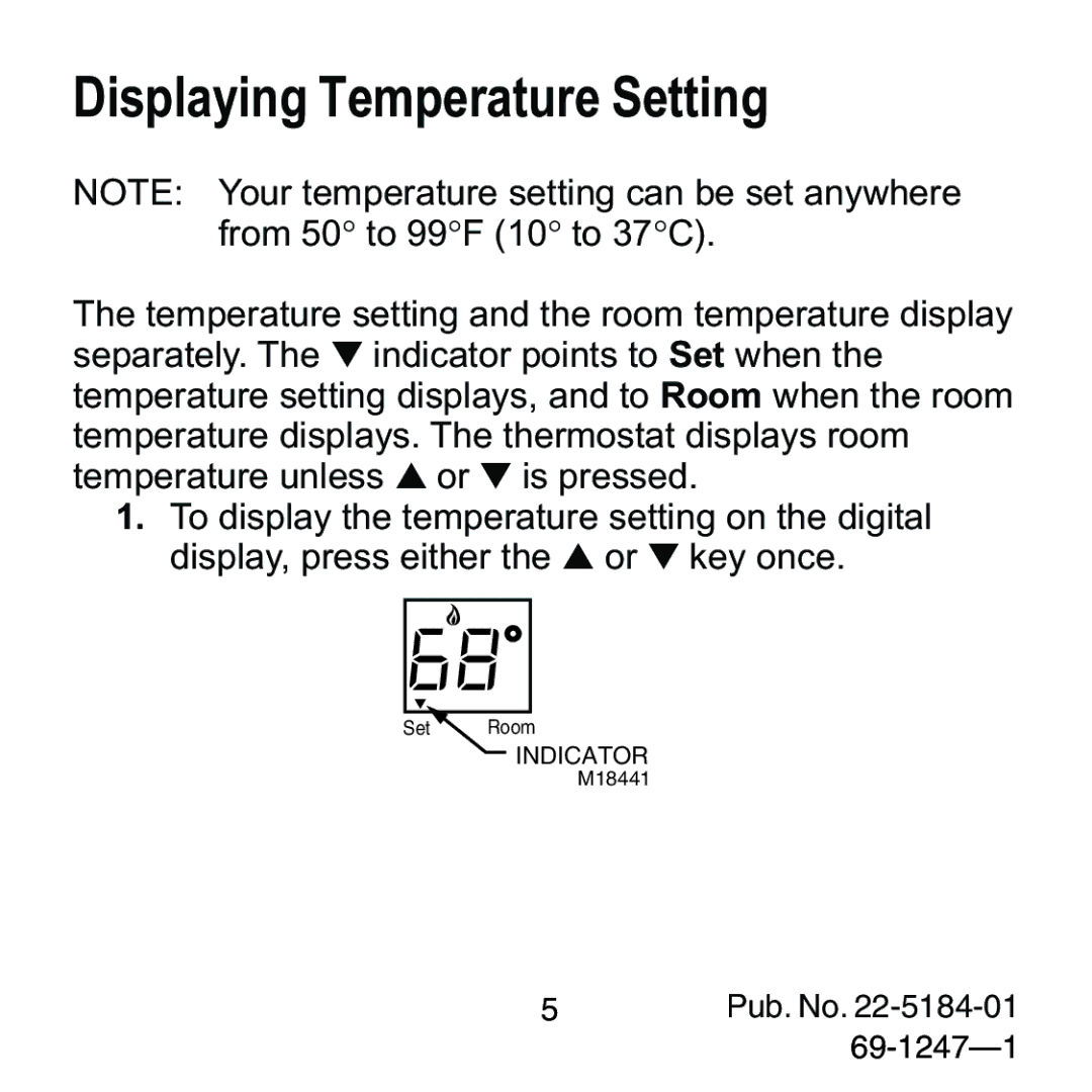 Trane 371, TAYSTAT 370, 380 manual Displaying Temperature Setting 